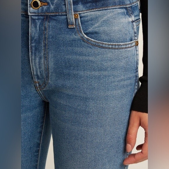 Khaite Alissa Crop Jeans Raw Hem Frayed Cotton Blend Blue Women's Size 28 - Picture 3 of 11